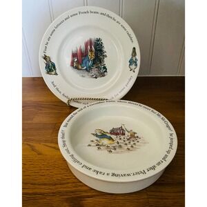 Wedgwood Peter Rabbit Plate and Bowl Set Beatrix Potter Made in England Vintage